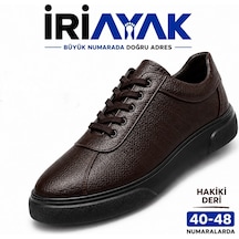 İriayak Büyük Numara Hakiki Deri 45-48 / Rahat Casual Ayakkabı / Erkek - Günlük Kullanıma Uygun Kahverengi - Siyah