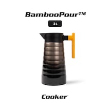 Cooker Bamboopour 2 Litre Paslanmaz Çelik Bambu Saplı Termos Ckr2097 Siyah