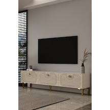 180dhdts3bta Hera Lazer Desenli Tv Sehpası,ünitesi Beyaz-traverten-altın