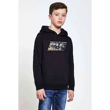 Tshirthane Cs Go 3 Counter Strike Baskılı Unisex Çocuk Kapüşonlu Siyah Sweat Siyah