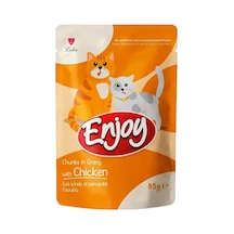 Enjoy Pouch Sos İçinde Et Parçacıklı Tavuklu Yetişkin Kedi Maması 85 Gr