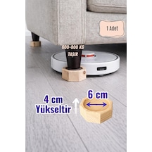 Robot Süpürge İçin Ahşap Koltuk Baza Yükseltici 4cm Yükseltir, Çap.6 Oyuklu Takoz 1 Adet