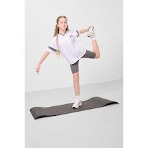 Tommylife Beyaz-koy U Gri V Yaka Kemer Detaylı Standart Fit Performans Kız Çocuk Tayt Takım - 75187 Beyaz