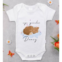 Bk Gift Bk Kids İsimli İyi Geceler Tasarımlı Bebek Body Zıbın - Model 1 9-12 Ay Sarı