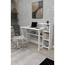Lotus 5 Raflı Çalışma Masası Laptop Bilgisayar Masası Ofis Ders Yemek Çocuk Masası Beyaz