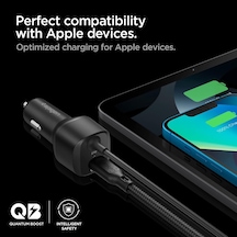 47w Usb-c 2 Port Araç İçi Hızlı Şarj Aleti + Lightning Şarj Kablosu Güç Adaptörü Çakmaklık İphone & İpad Type-c - Acp04205