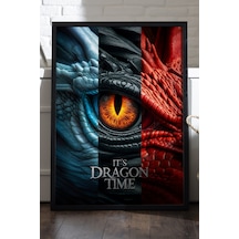 Game Of Thrones Dragons Siyah Ahşap Çerçeveli Poster, Dekoratif Dizi Duvar Tablosu