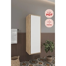 Banyo Gül 120 Cm Beyaz %100 Mdf Banyo Boy Dolabı Beyaz Meşe