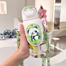 Çizgi Film Çocuk Beyaz Pipetli Çift İçme Bardağı Beyaz