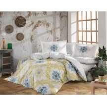 Hobby Kingsize Poplin Nevresim Amanda Sarı Çok Renkli