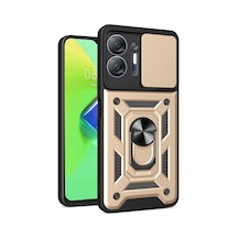 İnfinix Hot 30 5g Kılıf Pars Lens Yüzüklü Silikon - Gold Altın