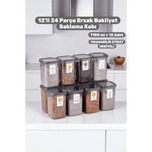 12 Adet 1.1 Lt Bakliyat Saklama Kabı Seti-hava Geçirmez Kapaklı-çok Amaçlı Mutfak Kiler Düzenleyici Gri - 749359671 Gri