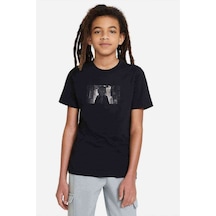 Anime Wolf Boy Baskılı Unisex Çocuk Siyah T-Shirt