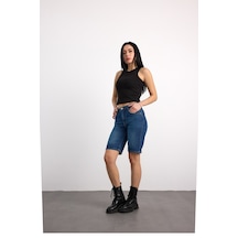 40392-73602 Kadın Wıde Leg Denim Bermuda 40392-73602 Koyu Mavi