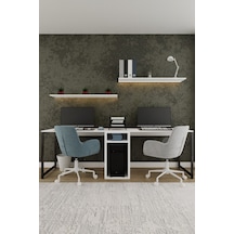 Twin 2 Kişilik Raflı Çalışma Masası Ofis Bilgisayar Masası - Beyaz Beyaz Twin 2 Kişilik Raflı Çalışma Masası Ofis Bilgisayar Masası - Beyaz Beyaz