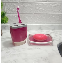 Sıa 2 Li Banyo Seti.Gri Pembe Model Poliresin Gri - Pembe