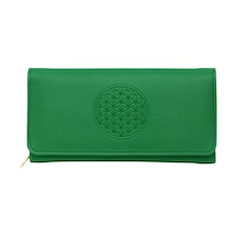 Adelina Bags Yaşam Çiçeği Baskılı Şans Cüzdanı Kağıt Bozuk Para Ve Kartlık Bölmeli Yeşil Kadın Cüzdan Yeşil