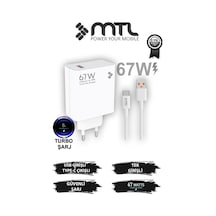 67w Turbo Şarj Saniyeli Usb Adaptör + Usb Type-c Kablo Hızlı Şarj Seti Mt1763