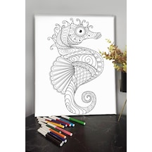 Deniz Atı 40x30cm Çocuklar Için Özel Boyanabilir Tablo Mandala Tablo Kalem Hediyesi Yoktur.