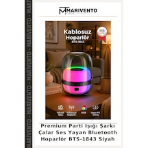Premium Parti Işığı Şarkı Çalar Ses Yayan Bluetooth Hoparlör Bts-1843 Siyah