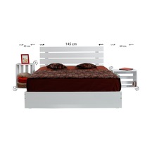 Pasifichome Huga Çift Kişilik Beyaz Ahşap Karyola Komodin Takım 140X190 Cm