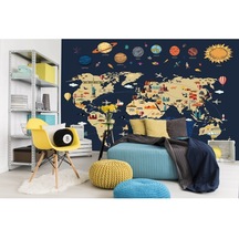 Gezegen Harita Çocuk Odası Duvar Kağıdı