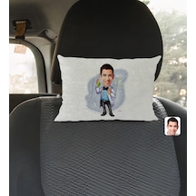 Bk Gift Kişiye Özel Erkek Kimya Öğretmeni Karikatürlü Dikdörtgen Araç Koltuk Yastığı-3 Çok Renkli