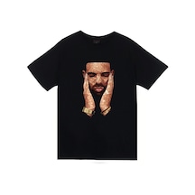 Drake Baskılı Unisex %100 Pamuk Siyah T-shirt SIYAH