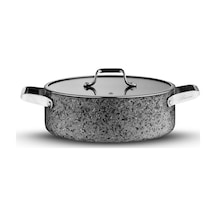 Stone-age 28 Cm Çizilmez Yanmaz Yapışmaz İndüksiyonlu Basık Tencere Gri