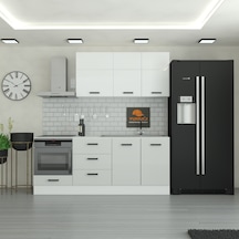 220 Cm Mutfak Dolabı Mdf Kapak Tezgah Dahil Yrkn220 100 Gümüş