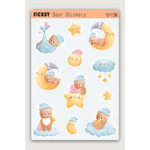 Sevimli Ayıcık Teddy Bear Sticker Seti - 11 Adet Etiket Çıkartma Diğer