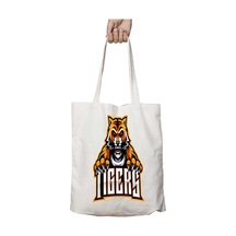 Art Hediye Tiger Face İki Tarafı Kalıcı Baskılı Yıkanabilir Çanta Çok Renkli
