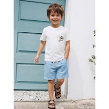 Civil Boys California Palmiye Baskılı 2 -5 Yaş Takım  - Ekru 17M16263326S1