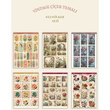 6 Lı Vintage Çiçek Temalı Sticker Seti 12x17 Cm Bullet Journal, Scrapbook, Ajanda, Planlayıcı İçin Diğer