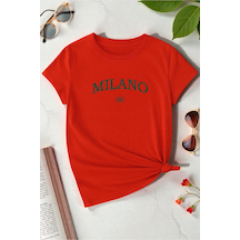 Uyguntarz Unisex Milano Baskılı Tasarım Tshirt Kırmızı
