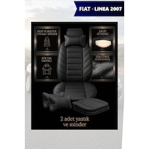 Fiat Linea 2007 Uyumlu Premium Lüks Siyah Renk 2 Adet Minder Ve Yastık