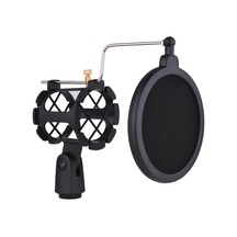 Plastik Mikrofon Şok Montajlı Titreşim Önleyici Mikrofon Tutucu Standı, Pop Filtreli Evrensel Vida