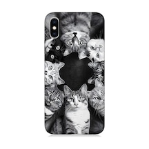 Apple Uyumlu iPhone Xs Kedi Ve Uzay Desenli Silikon Kılıf