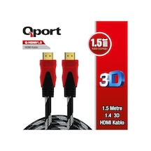 Qport Q HDMI1.5 HDMI Kablo 1.5Mt Ver1.4 Altın Uçlu 3D