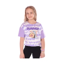 Toontoy Kids Toontoy Kız Çocuk Runner Baskılı Batikli Tişört Lila