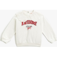 Koton Bebe Yaka Sweatshirt Arkası Çıtçıt Kapamalı Baskılı Şordonlu Ekru 3wmg10153ak 3WMG10153AK010 Ekru