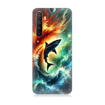 Realme Xt Uyumlu Ateşle Dans Eden Köpekbalığı Desenli Silikon Kılıf Çok Renkli