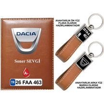 Plakanıza Özel Dacia Logolu Taba Ruhsat Kabı Ve Anahtarlık