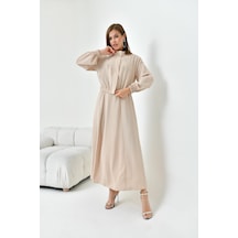 Ftz Women Kadın Simli Crep Etekli Takım Beige 30839-beige Bej