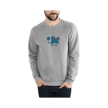 Mavi Ve Beyaz Pokemon Illüstrasyon Marill Baskılı Gri Erkek Sweat Mavi Ve Beyaz Pokemon Illüstrasyon Marill Baskılı Gri Erkek Sweat