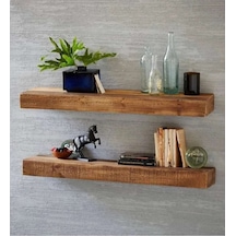 Dekoratif Yüzen Ahşap Raf Tekli 60x30x4 Cm Gizli Monte Demir Aparatı Ile Göndermekteyiz Kahverengi