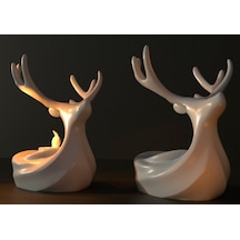 İskandinav Tarzı Geyik Figürlü Dekoratif Mumluk Ve Heykel Adet - Minimalist 3d Tasarım Tealight Şamdan Ev Aksesuarı Çok Renkli