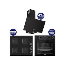 Ferre Steamart-Fryart-Silentart Serisi Siyah Set QEP64CS+SS205+D086-SA Emaye Izgara