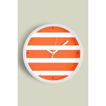 Yatay Çizgili Modern Duvar Saati - 30cm - Önü Camlı Beyaz Kasa - Sessiz Mekanizma-jh0895 Beyaz