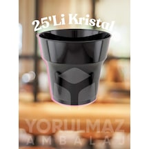 Siyah Kristal Plastik Bardak 25 Li Şık & Lüks Görünümlü, Sert Mika Yapılı, Dayanıklı Tek Kullanımlık Bardak Açık Mavi